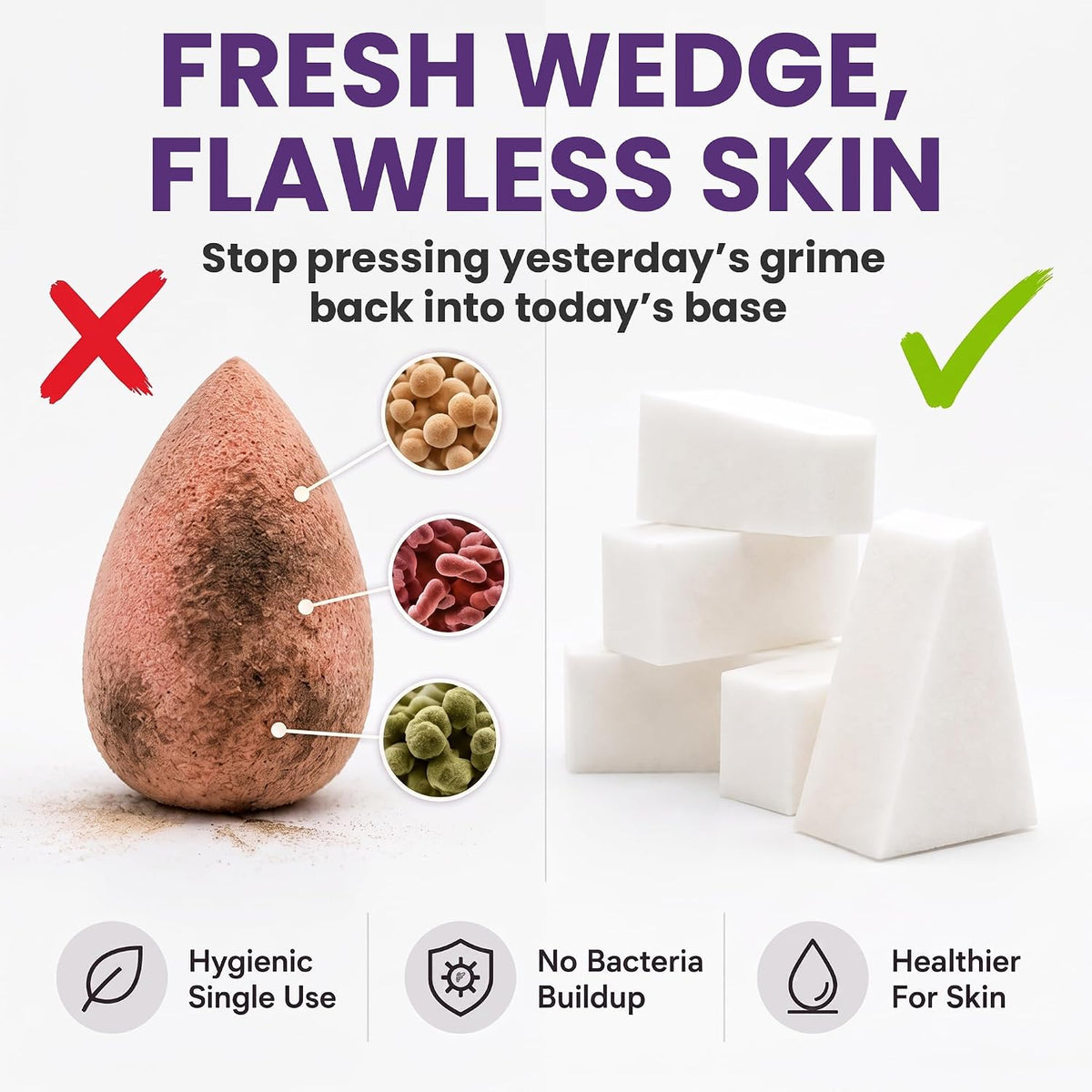32-Pack *PRE-CUT* Makeup Wedges: Professional Triangle Sponges