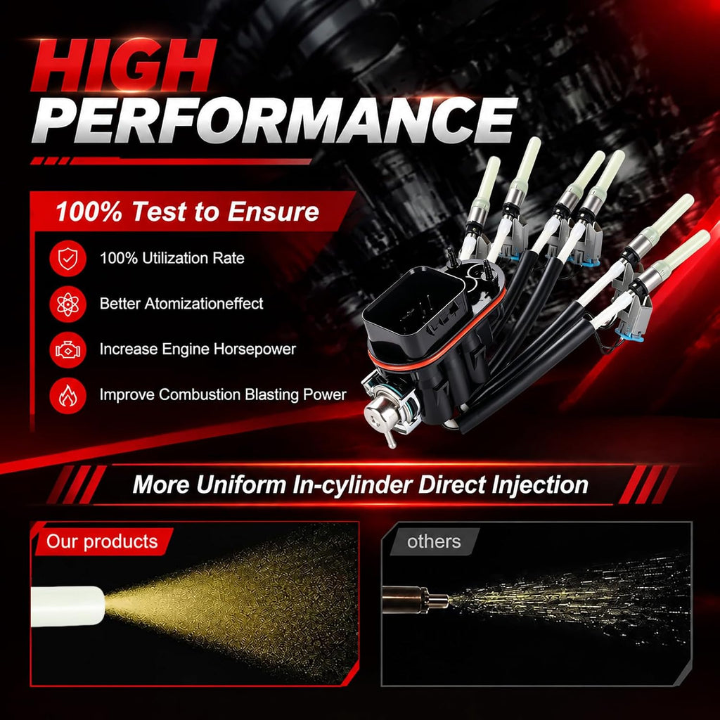 FJ503 Spider Fuel Injectors 6 Cylinder Compatible with Chevy Silverado