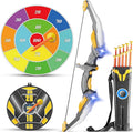 Kids Bow and Arrow Set LED Light Up Archery Set with 10 Suction Cup Arrows, 2 Archery Targets Indoor Outdoor Games