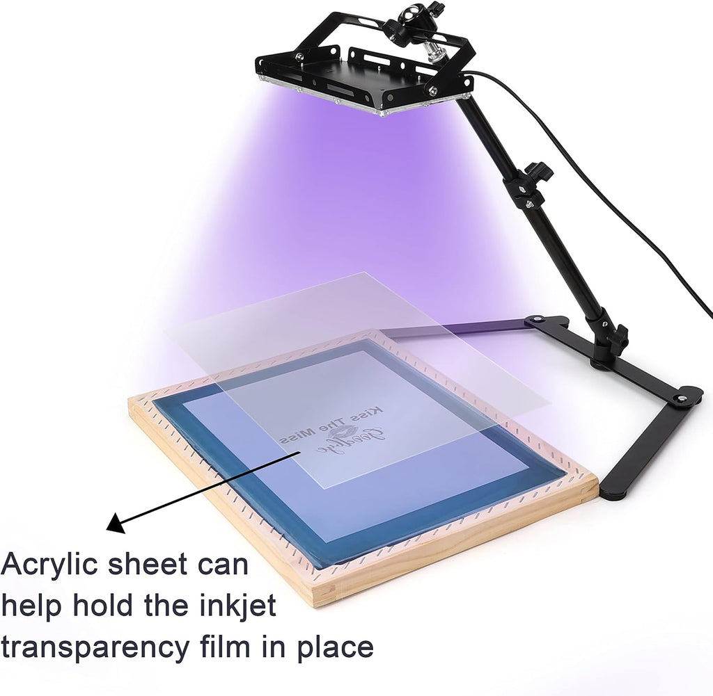 36 Pieces Screen Printing Kit Includes 50W LED UV Exposure Screen Printing Light, 4 Sizes Silk Screen Printing Frame