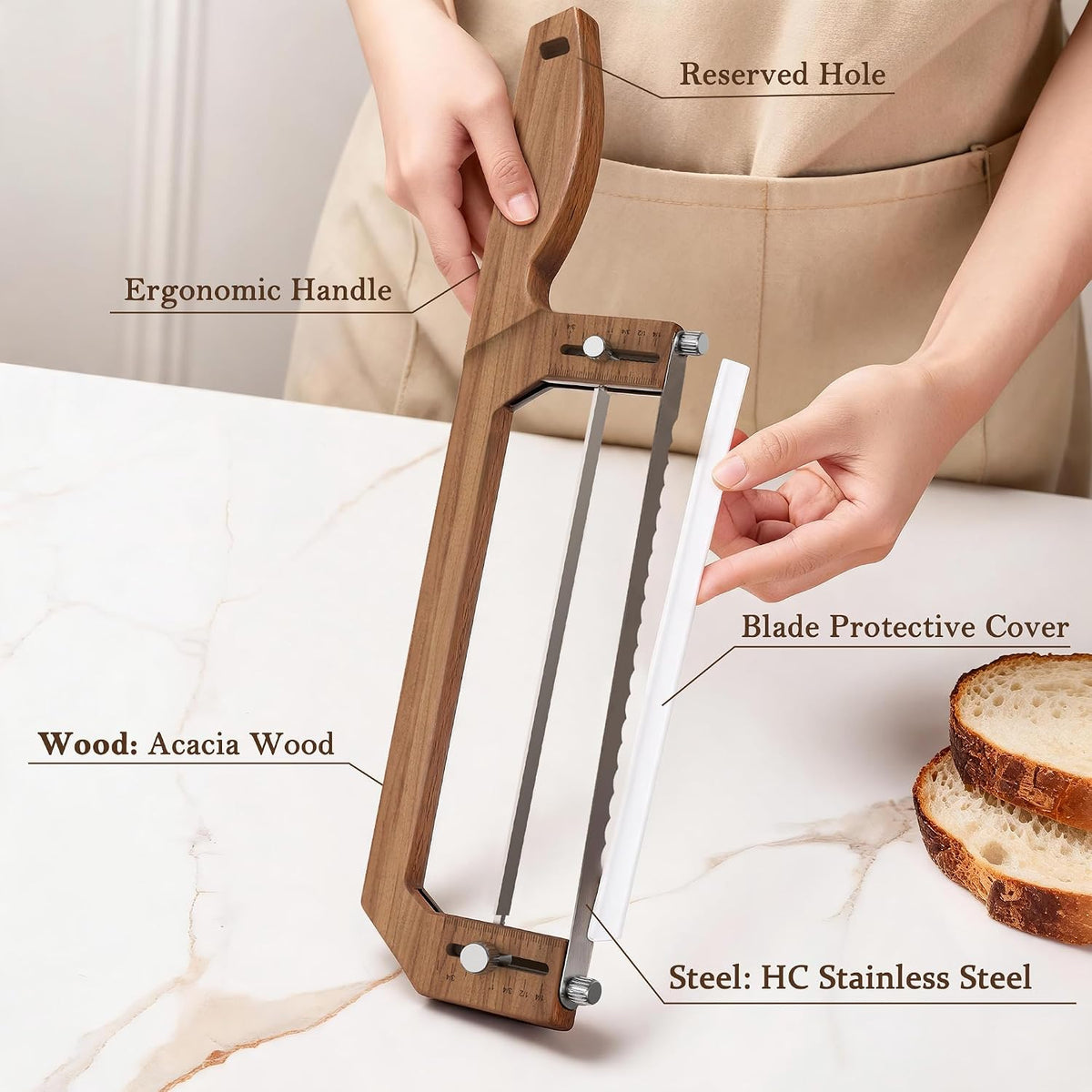10 inch Sourdough Bread Slicer,Rigid Serrated Blade Bread Knife