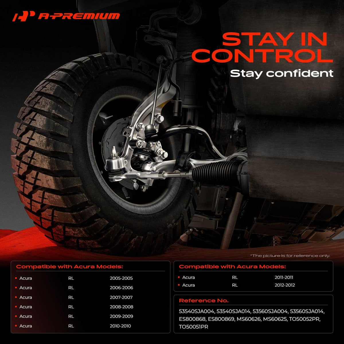 A-Premium 2 x Outer Tie Rod Ends, Compatible with Acura