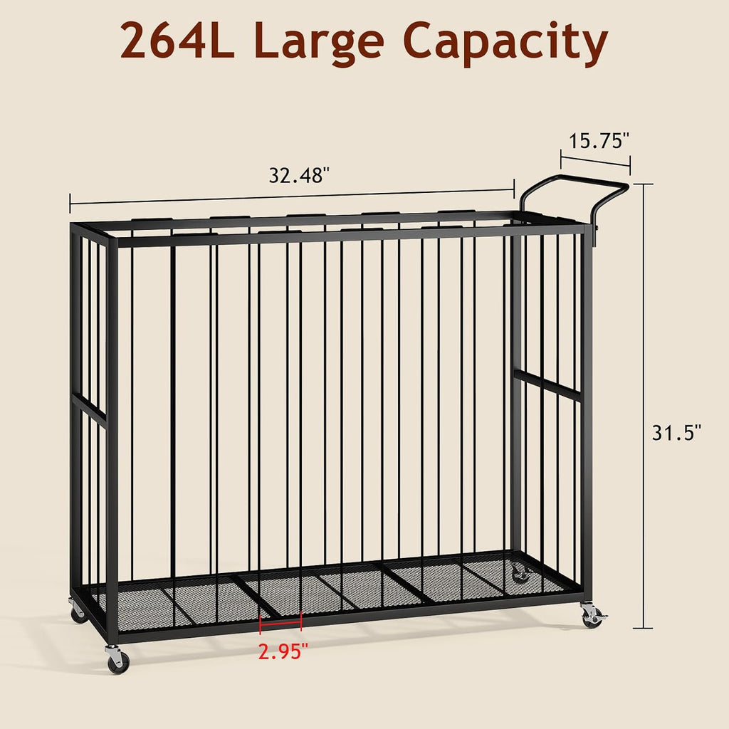 Ball Storage Bin Rolling Sports Ball Cart, Metal Garage Organizer Sport Rack, Ball Basket Storage, Ball Cage for