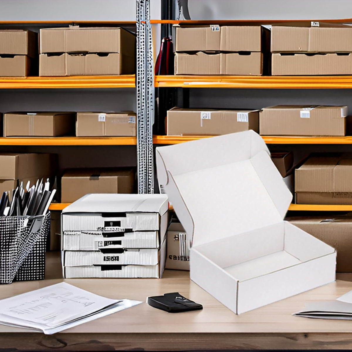 10x10x3 White Shipping Boxes for Small Business, Packing, 25 Pack