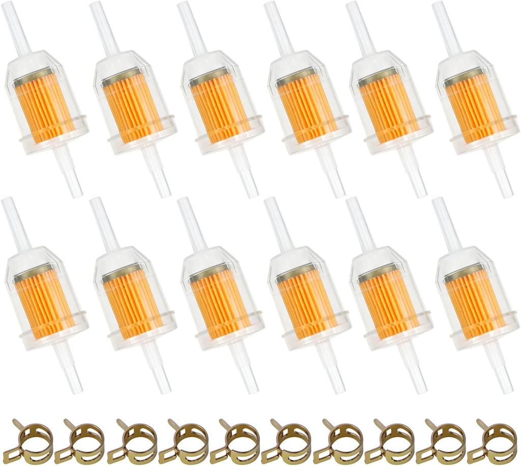 (12-Pack) Inline Fuel Filter for Lawn Mower, Small Engine