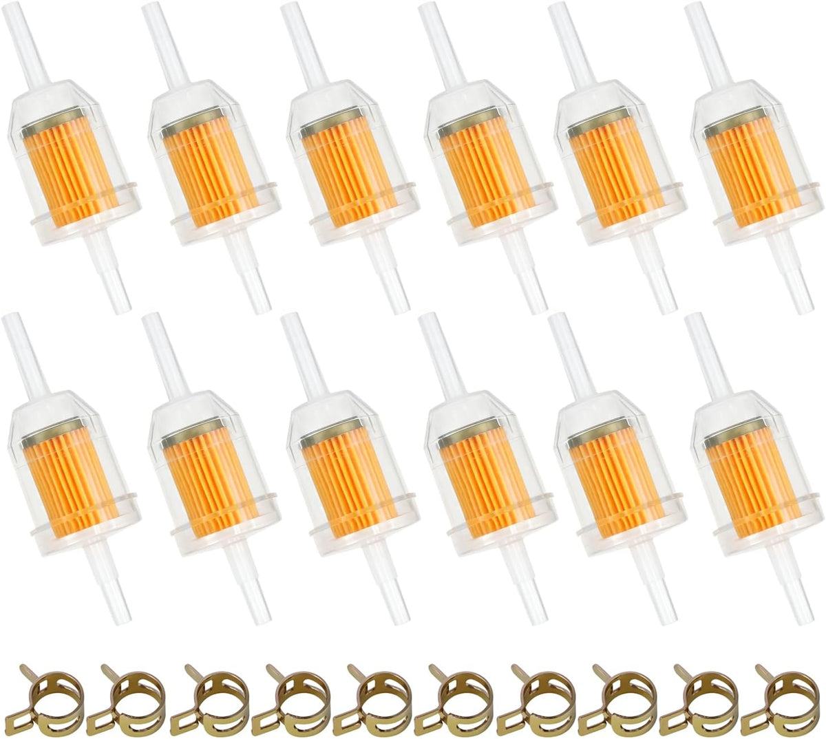 (12-Pack) Inline Fuel Filter for Lawn Mower, Small Engine