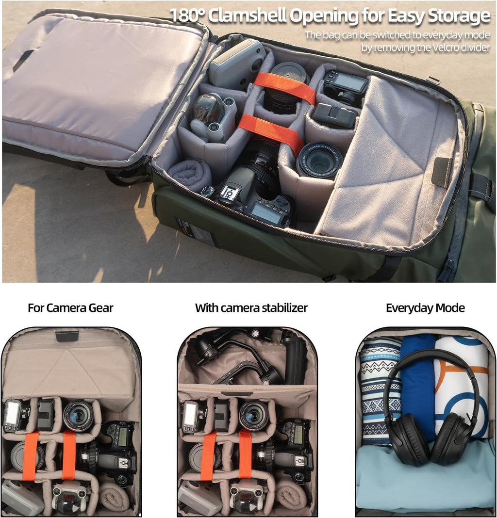 Hardshell Camera Backpack,DSLR SLR Mirrorless Camera Bag Waterproof with 15.6'' Laptop Compartment Tripod Holder