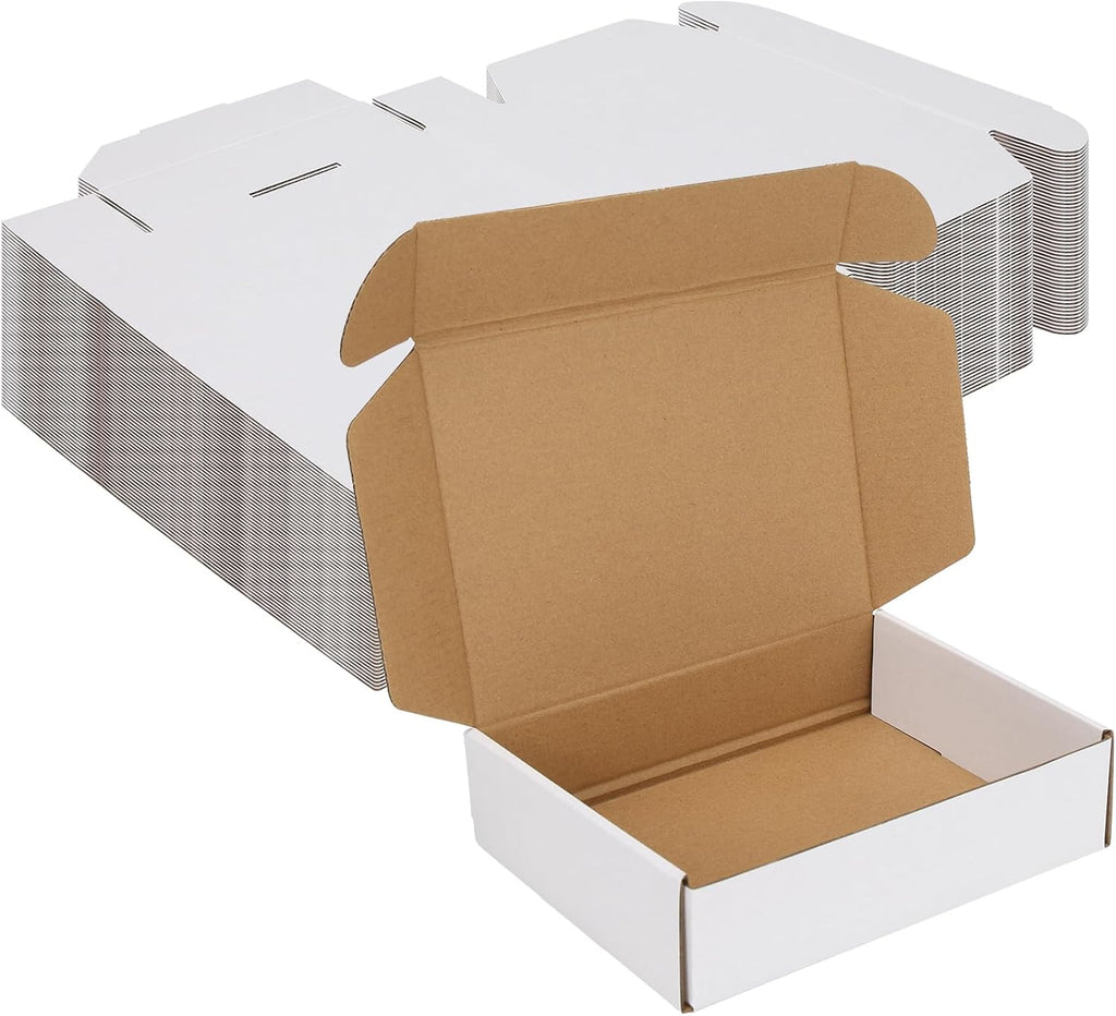 8x6x2 Inches Small Shipping Boxes Pack of 50, White Corrugated Cardboard Mailer Boxes for Packaging Small Business