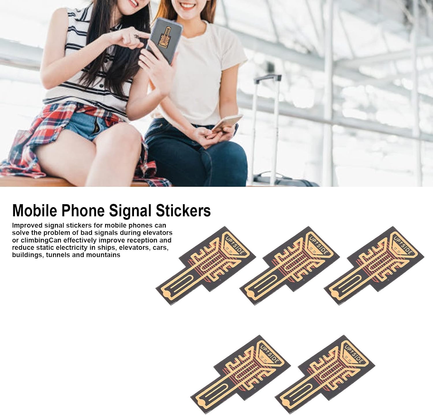 Portable Cell Phone Signal Booster, 5-Pack Adhesive Boosters for Elevators, Cars, Remote Locations