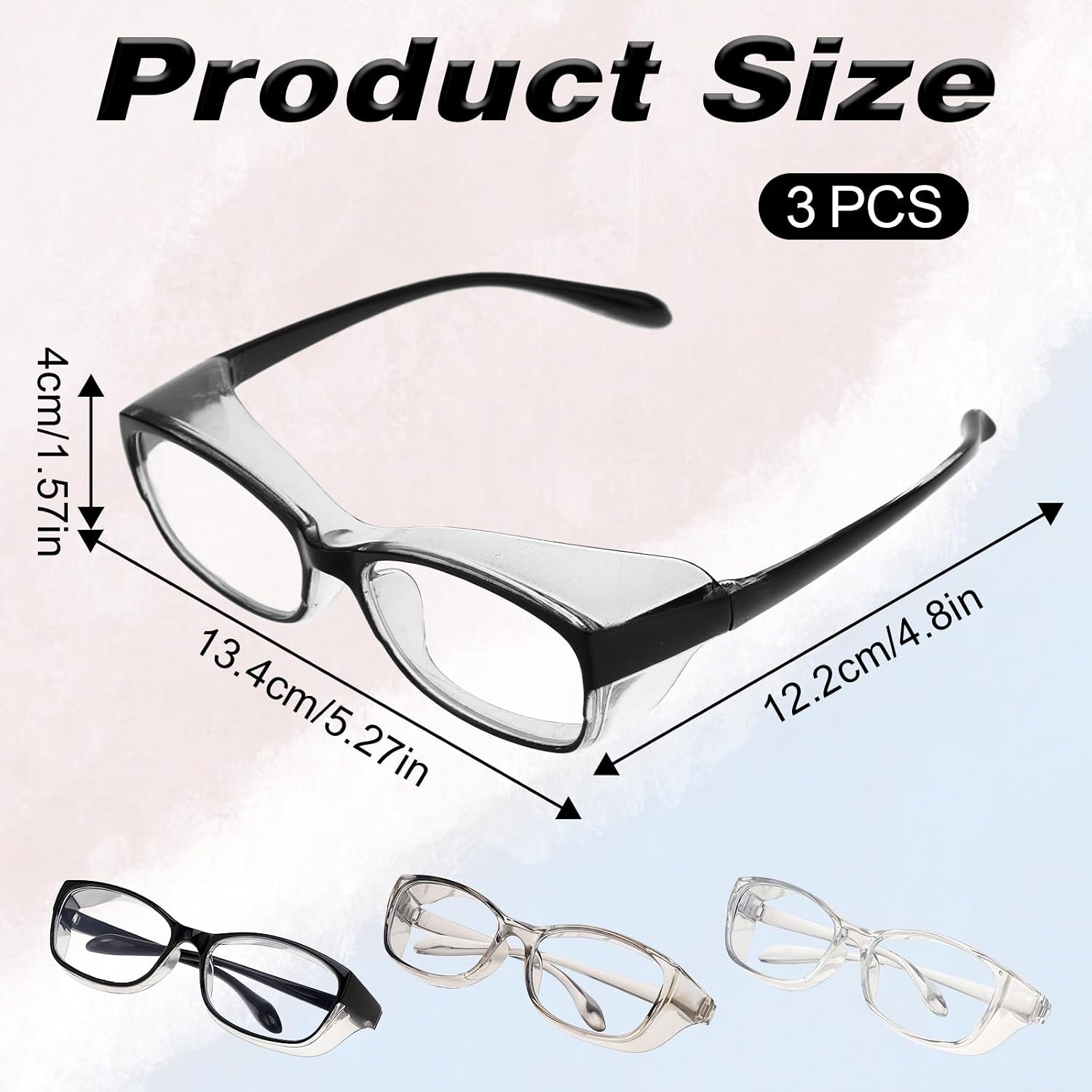 3 Pcs Nurses Goggles Light Lab Goggles Protective Glasses Eyewear Anti Fog Blue Square Stylish Cute Anti Dust Scratch