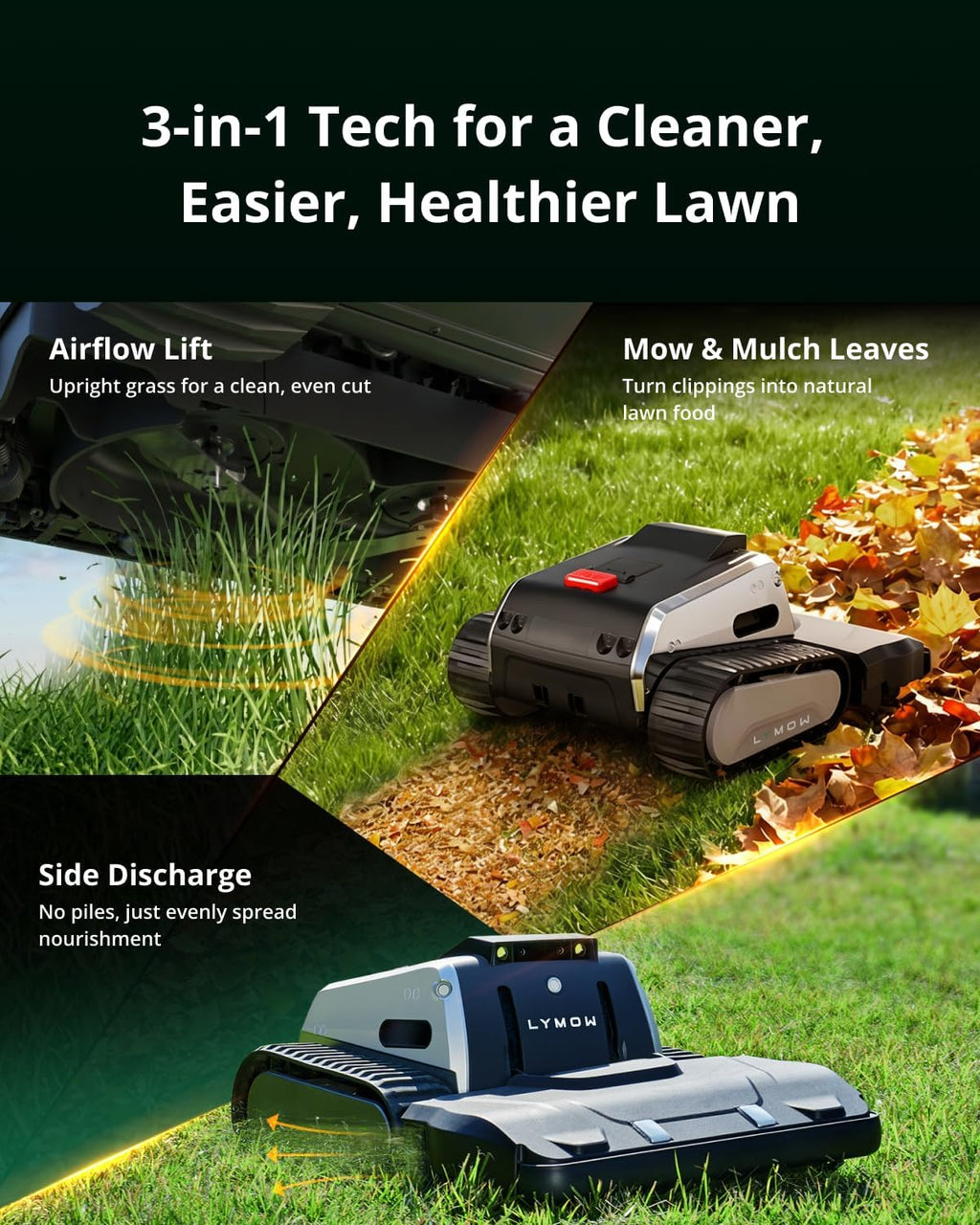 One Plus Robot Lawn Mower, Wire-Free RTK+Vision Navigation, 1.73 Acres Daily Coverage, 100% Slope (45°) Climbing