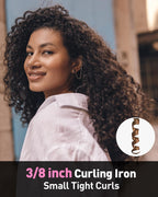 3/8 inch Thin Curling Iron,Extra Long Barrel for Tight Curls
