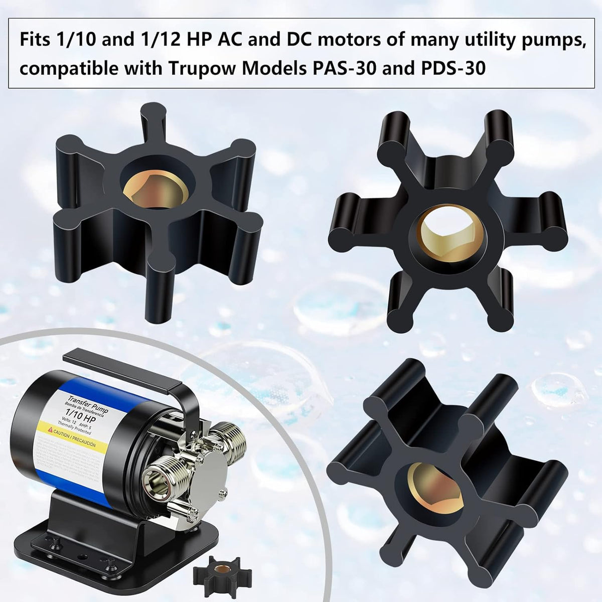 5 Pack Utility Pump Impeller Compatible with Trupow PAS-30 and PDS-30