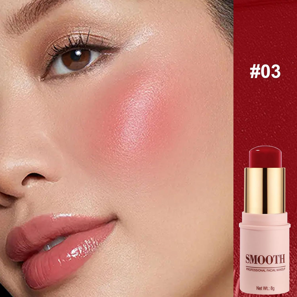Hot Red Monochromatic Cream Blush Stick for Cheek, Eyeshadow, Lip, 0.28oz
