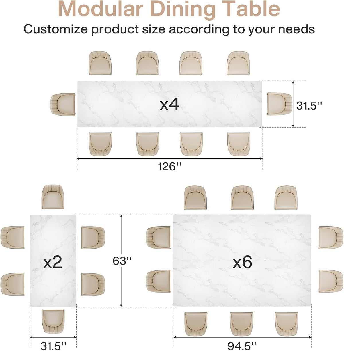 Square Commercial Dining Table, 31.5", White & Gold