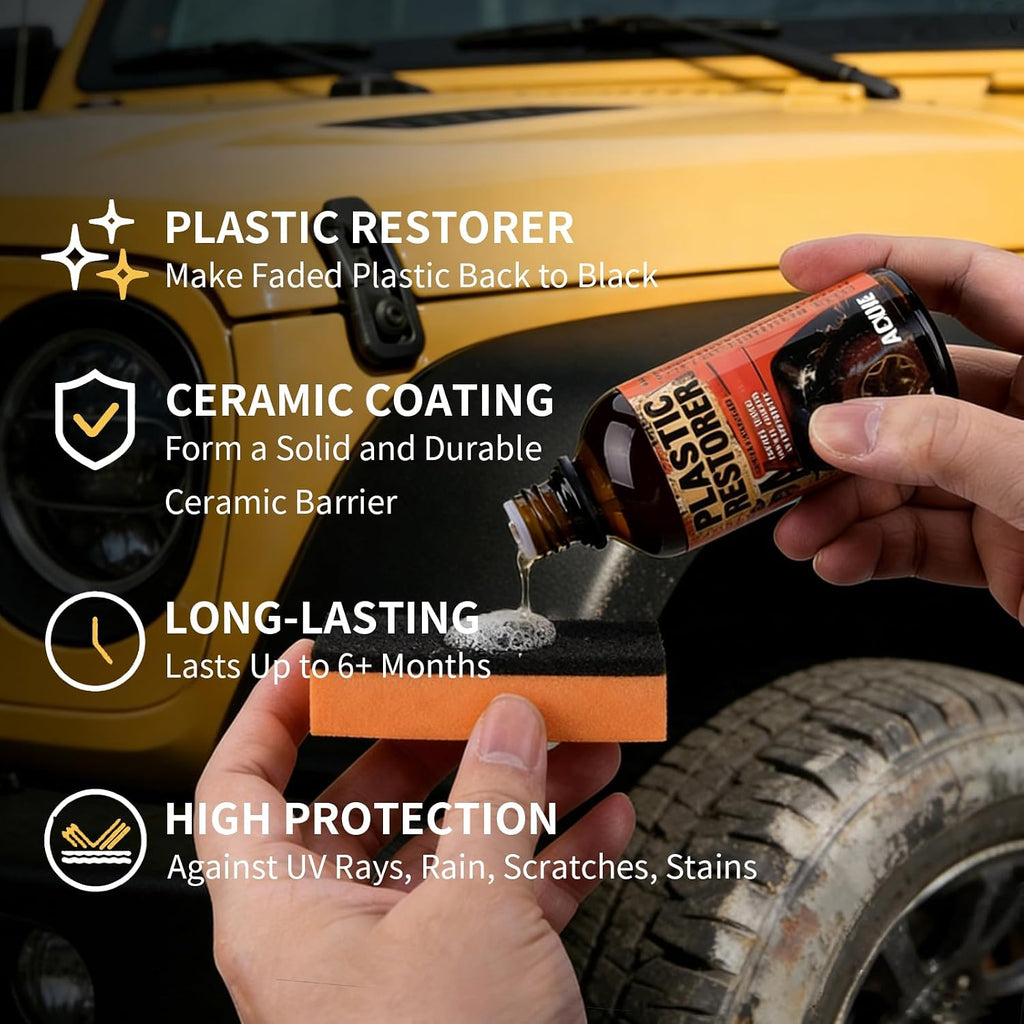 Car Plastic Restorer - Ceramic Crystal Coating Technology, Quickly Repair Fading Bumpers, Plastic and Rubber, Back to