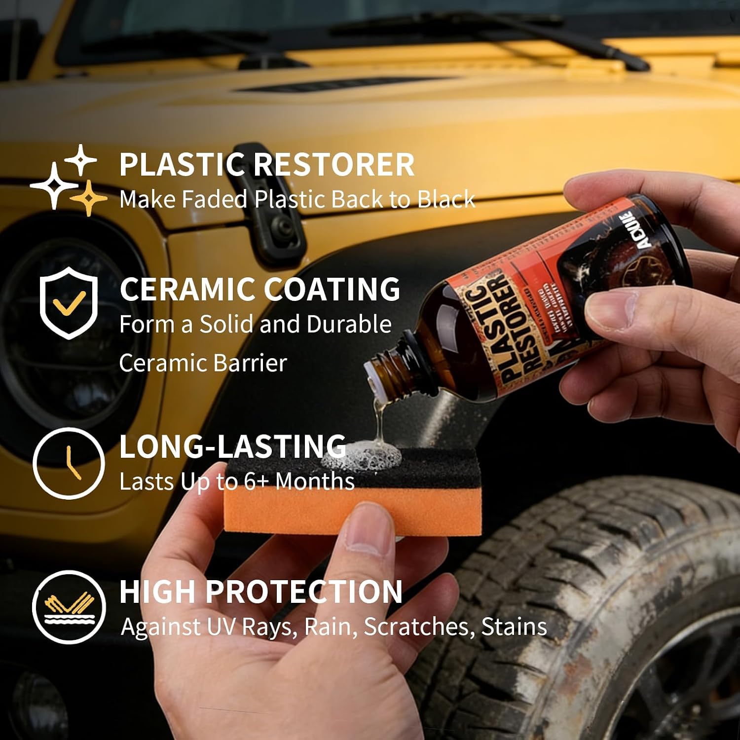 Car Plastic Restorer - Ceramic Crystal Coating Technology, Quickly Repair Fading Bumpers, Plastic and Rubber, Back to