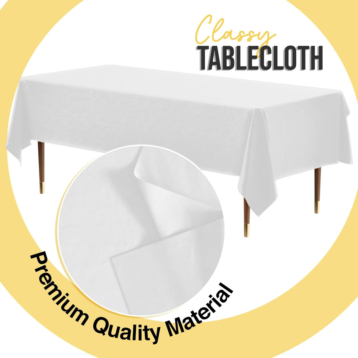66% Thicker Premium Plastic Table Cloth Rectangle Table Cover 0.5 Mil 12 Pack White Table Cloth 54 Inch x 108 Inch