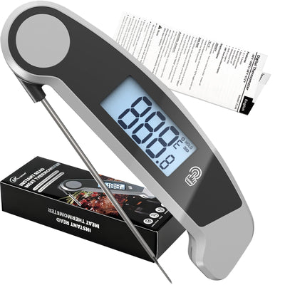 Digital Meat Thermometer Instant Read Grey Rotating Display IP56