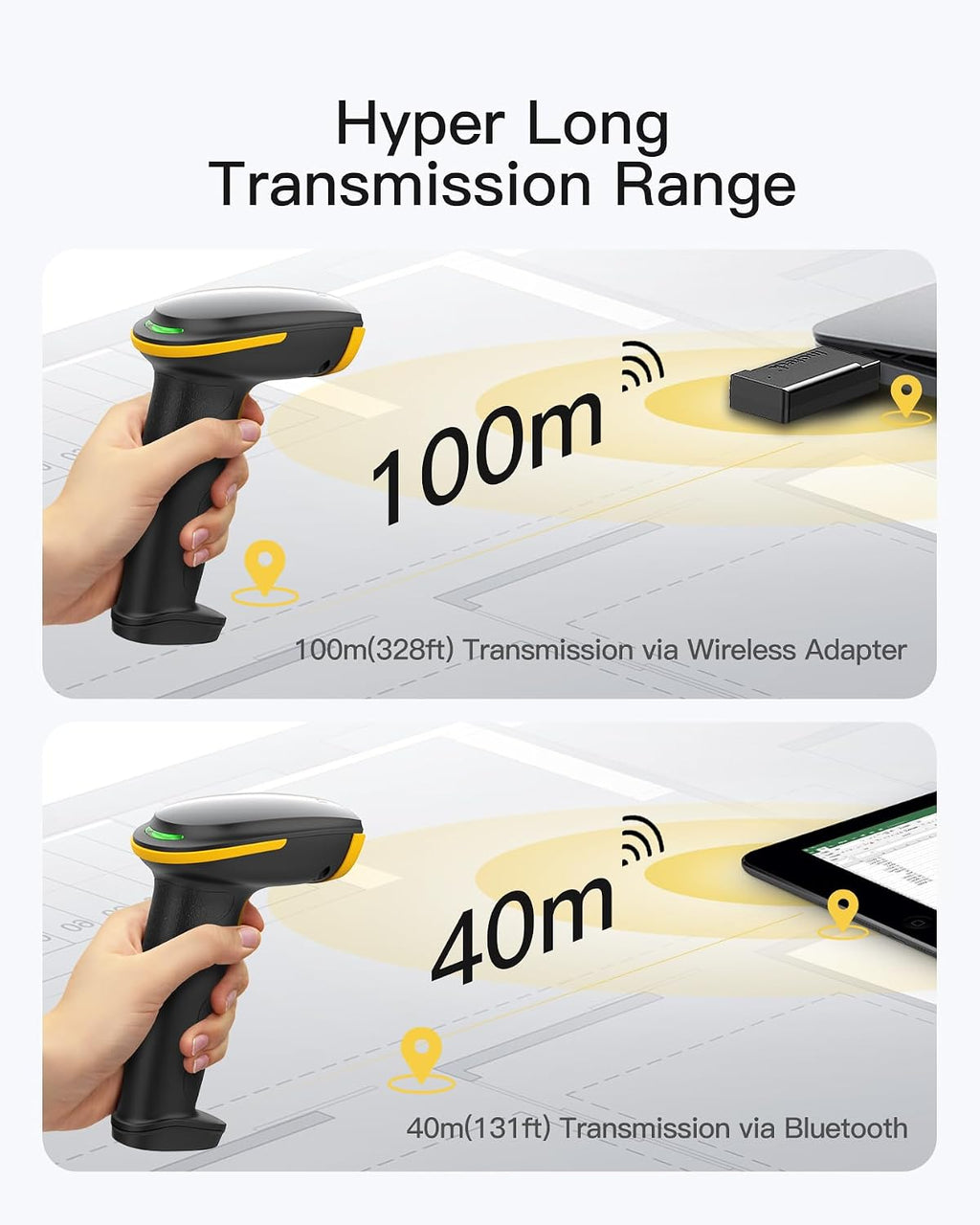 2D Barcode Scanner with Intelligent Stand, Wireless QR Code Scanner, Handheld Scanner with APP and SDK, 2D Imager