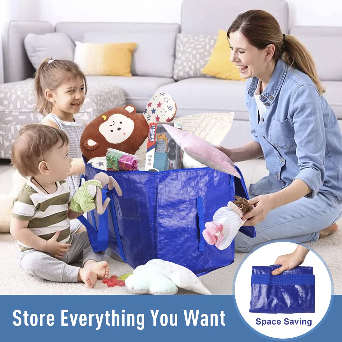 Moving Bags Heavy Duty Extra Large Cube Storage Tote for Space Saving, Traveling Organizer, with Zippers & Strong