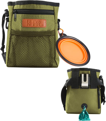 Dog Treat Training Pouch Easily Carries Pet Toys Kibble, Treats Built-in Poop Bag Dispenser 3 Ways to Wear Comes with