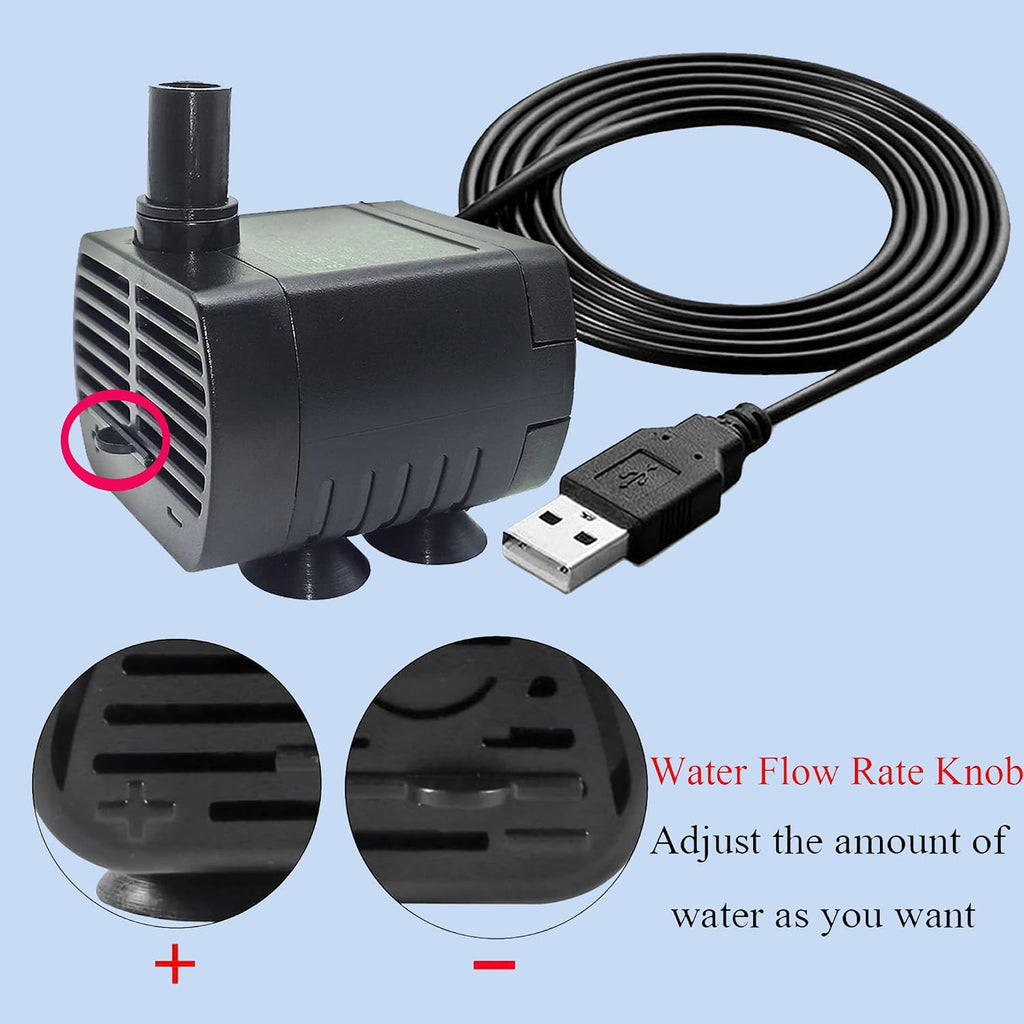 5V USB Mini Submersible Water Pump for Cat Fountain & Aquariums