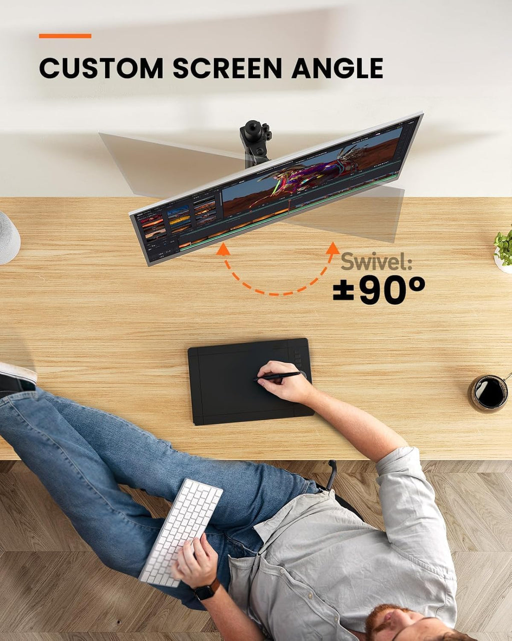 Single Monitor Mount for 13-32 Inch Screens,17.6 lbs Capacity | Steel pole design,tilt, swivel, rotation,cable