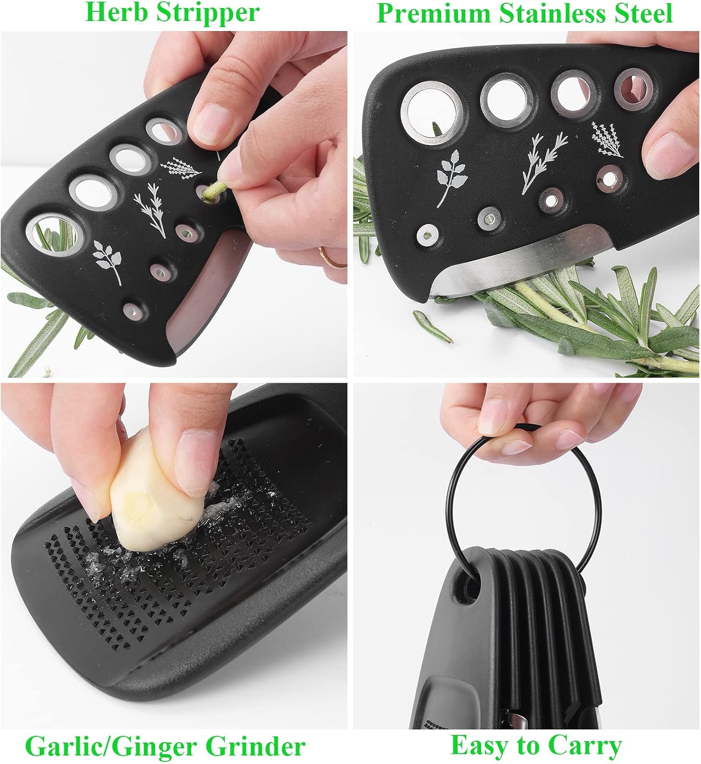 Kitchen Gadgets Set 6 Pieces, Space Saving Cooking Tools Kitchen Accessories-Garlic Grinder, Cheese Grater, Vegetable
