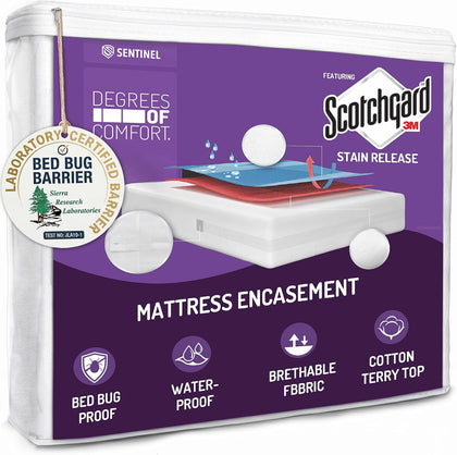 Bed Bug Mattress Cover Queen, Mattress Protector, Fits 13-15 Inch | Lab-Tested Bed Bug Barrier, Dust Mite Proof
