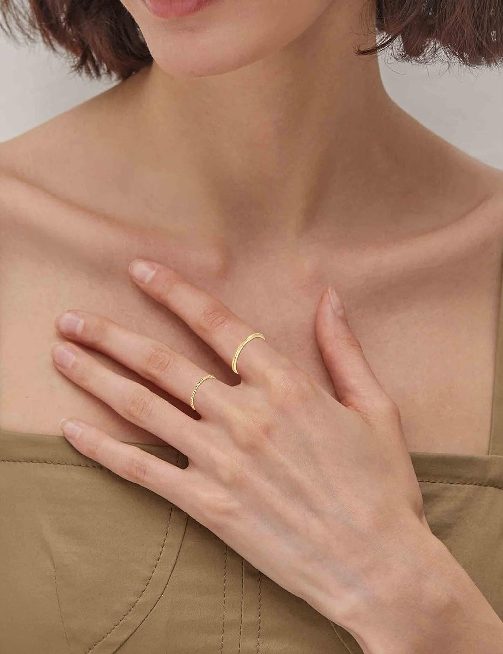 8-12PCS 14K Gold Ring Set for Women Non Tarnish Dainty Silver Rose Gold Thumb Stackable Stacking Rings Heart CZ Pinky