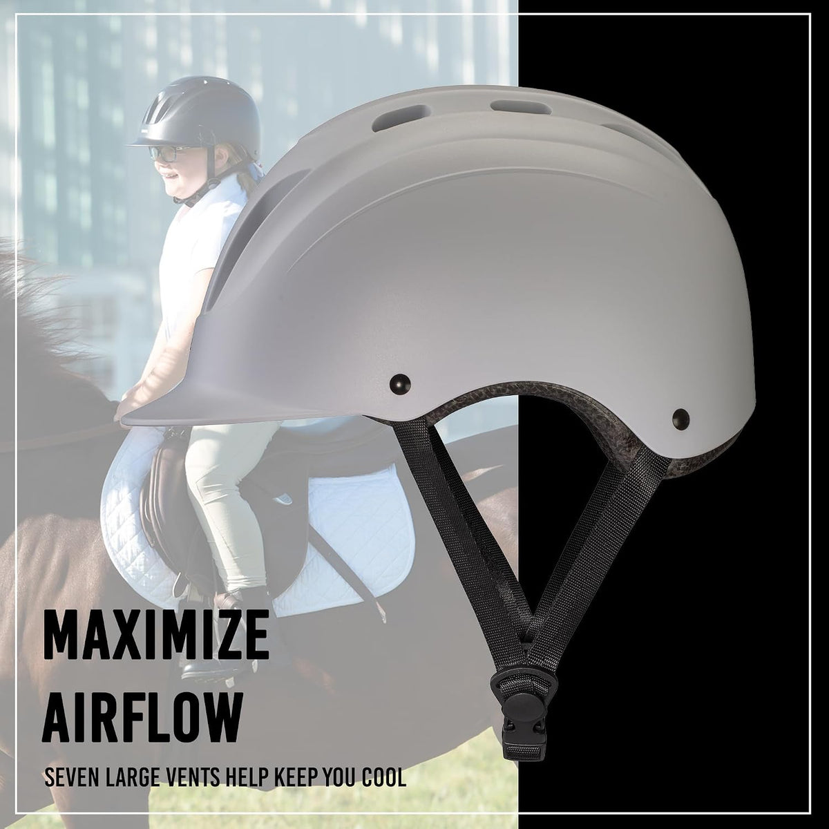Sport 2.0 Injection Molded Horse Riding Helmet, Lightweight Adjustable Design, Safety Horseback Riding Gear