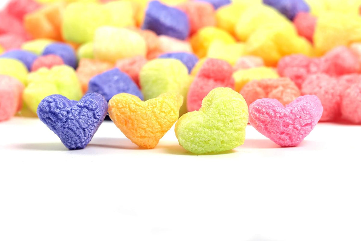 ! Brand FunPak MiniPack Plant Based Biodegradable Packing Peanuts, 0.60 cu ft Bag, Compostable (Rainbow Hearts)