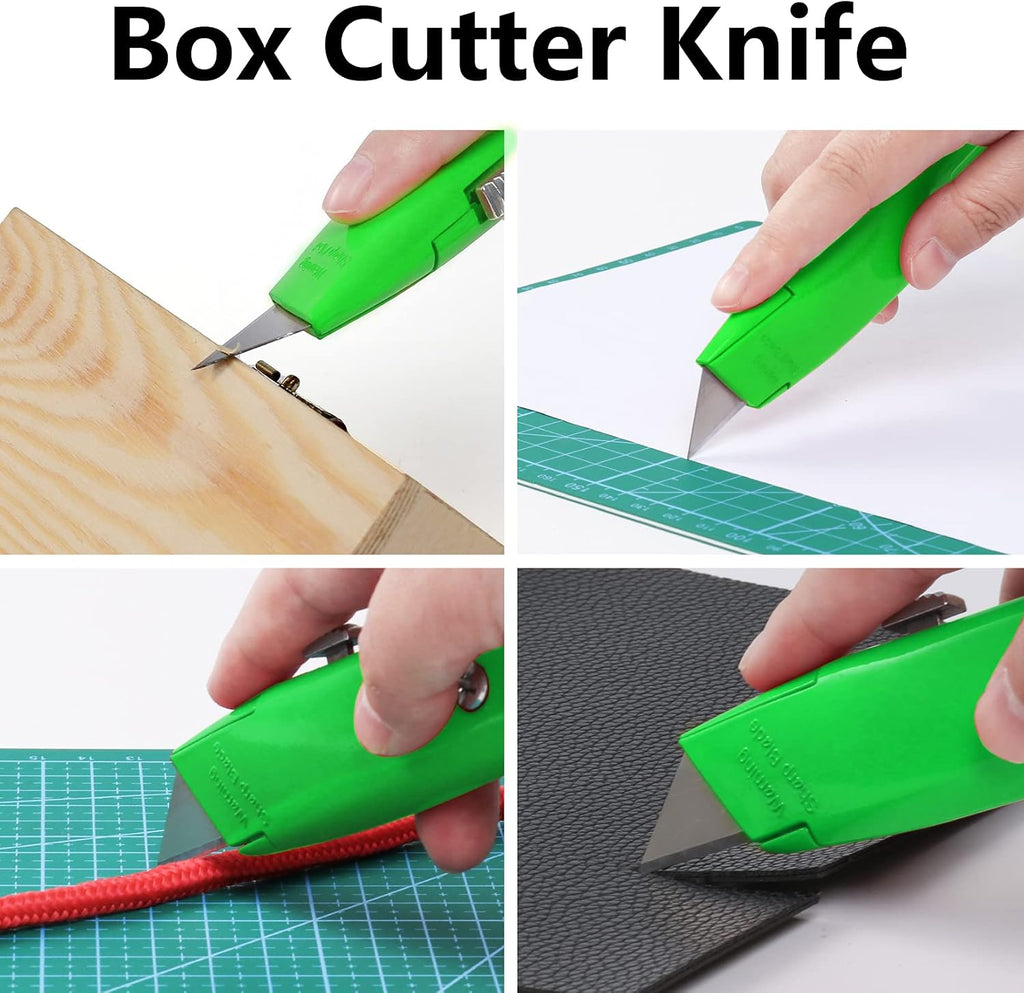 2 Pack Heavy Duty Box Cutters, Retractable Utility Knives for Boxes