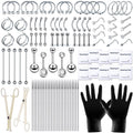 103PCS Piercing Kit for all Body Piercings Stainless Steel Piercing Jewelry with 12G 14G 16G 20G Piercing Needles and