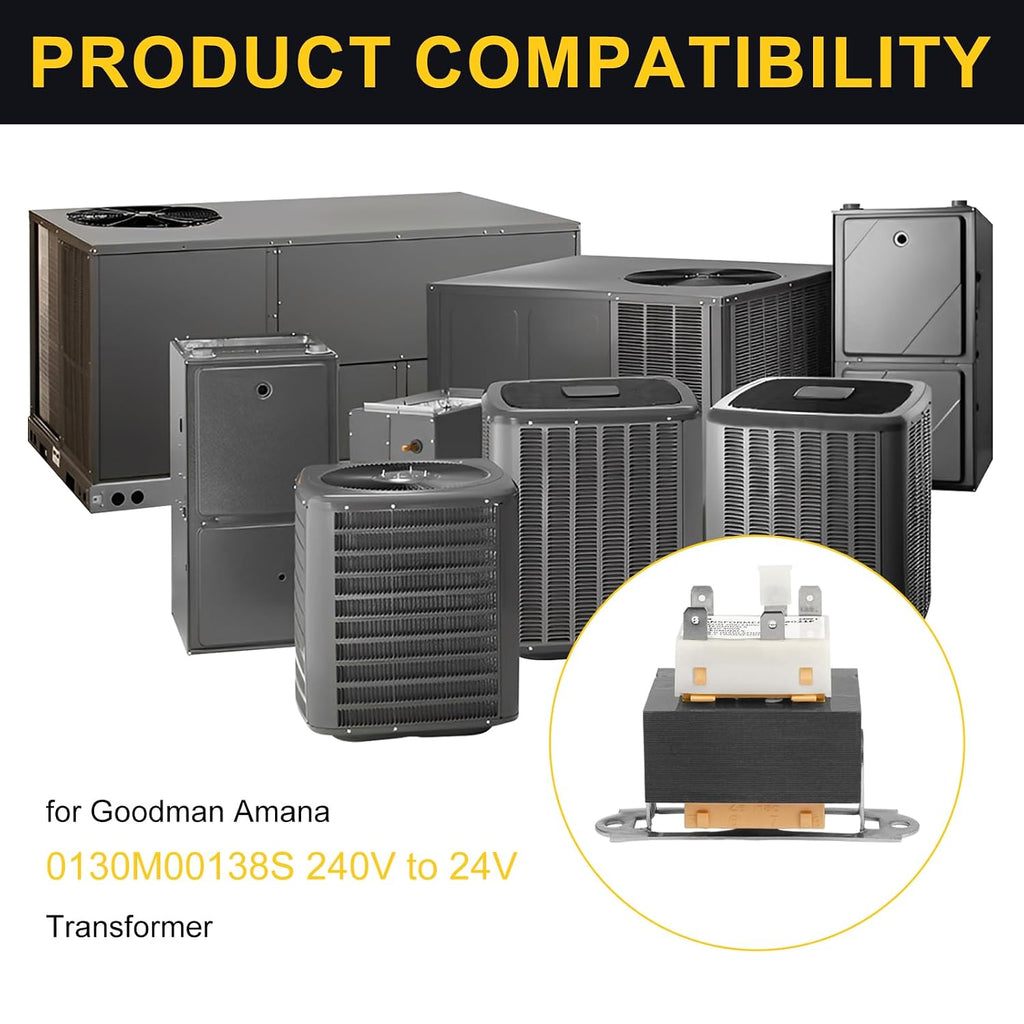 DFD 0130M00138S 240V to 24V Transformer Compatible with Goodman Amana B1141643, B11416-43, PF40224 40VA Furnace Transformers - 208/240 Vto 24 Volt