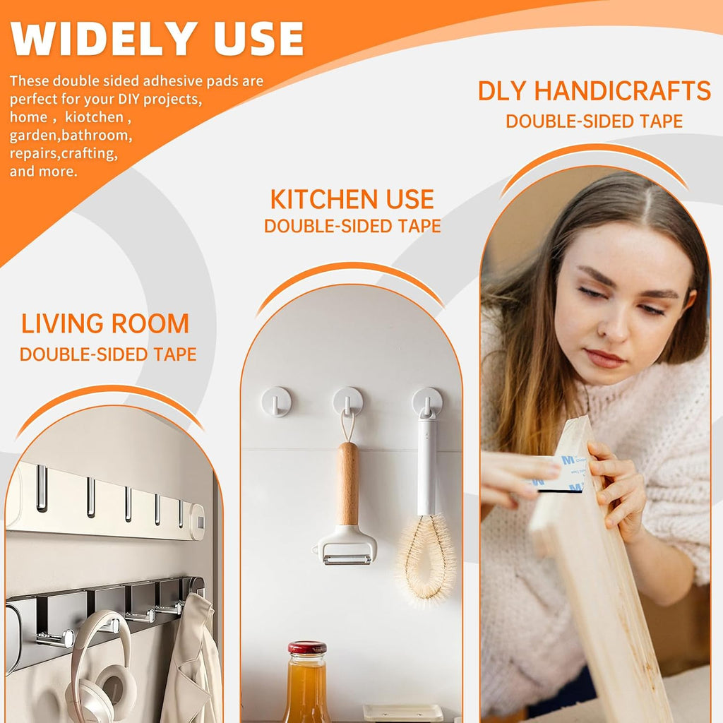Double Sided Tape HeavyDuty,Double Sided Tape for Walls,48Pcs 2 Sided Sticky Waterproof Pads,1.96 * 1.18 Inch Super
