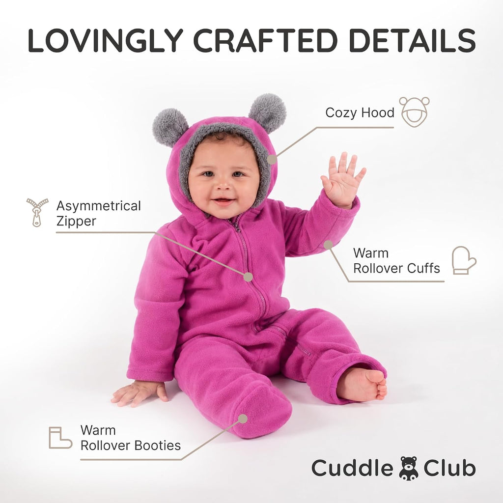 Fleece Baby Bunting Bodysuit – Infant One Piece Kids Hooded Romper Outerwear Toddler Jacket