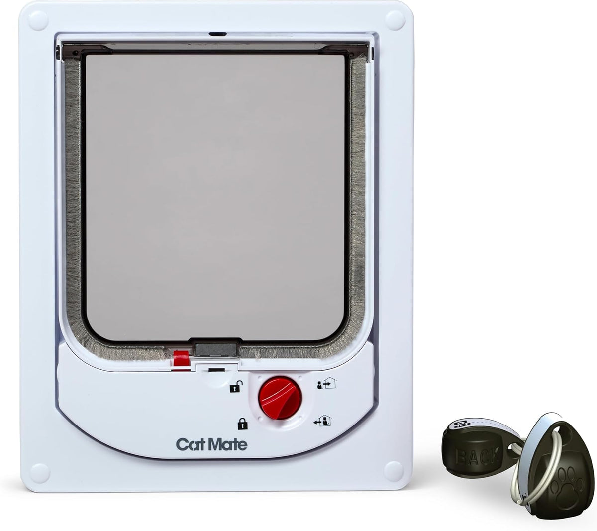 Electromagnetic 4-Way-Locking Cat Flap with 2 Collar Keys - White