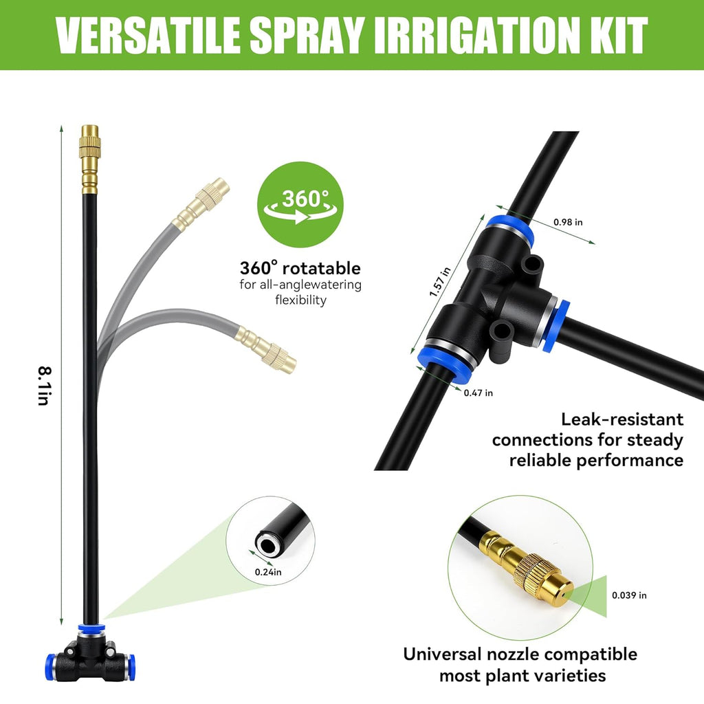 200FT 360° Adjustable Drip Irrigation Kit System for Garden Sprinklers for Yard Garden Watering System with 32