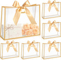 12 Pcs Christmas Gold Clear Plastic Gift Bags with Die Cut Handles
