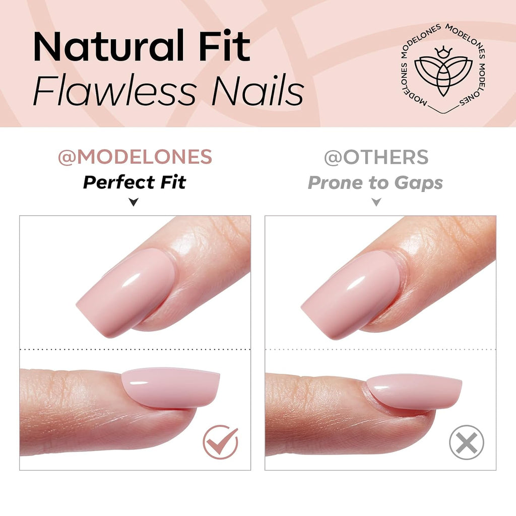 Extra Short Press on Nails, French Tips Squoval Fake Nails