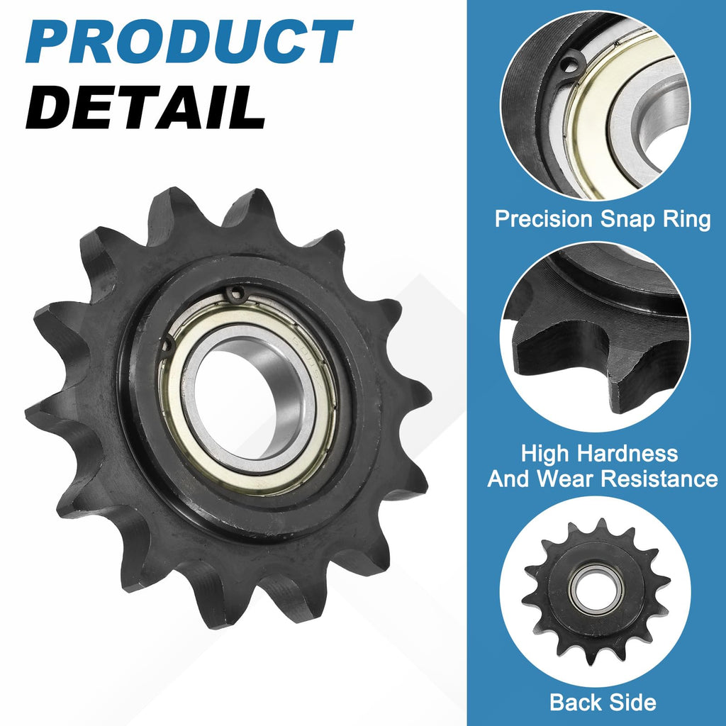 uxcell 2Pcs #60 Roller Chain Idler Sprocket, 25mm Bore 3/4" Pitch 14 Tooth