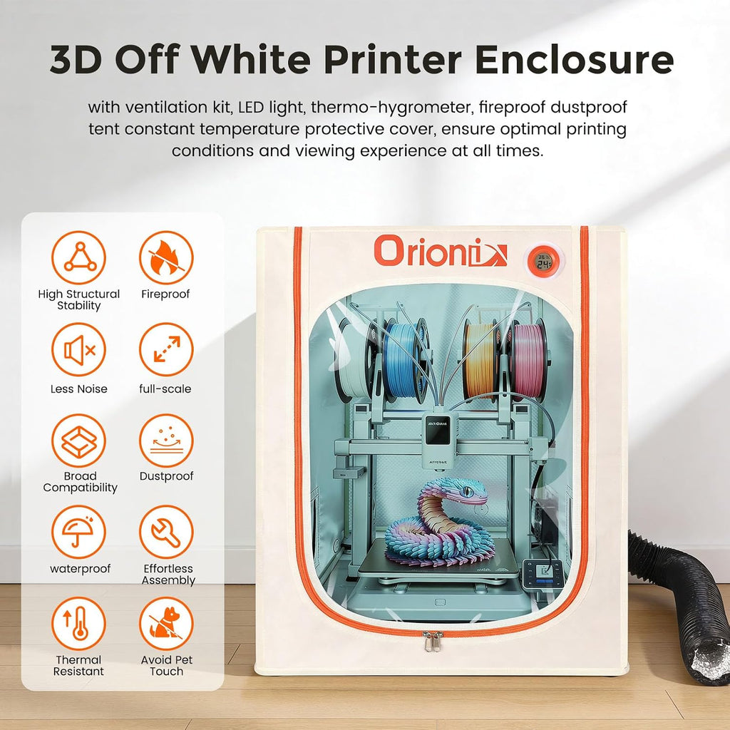 3D Printer Tent Enclosure for Anycubic Kobra X, Upgraded Large Cover with Ventilation & LED Light - Dustproof