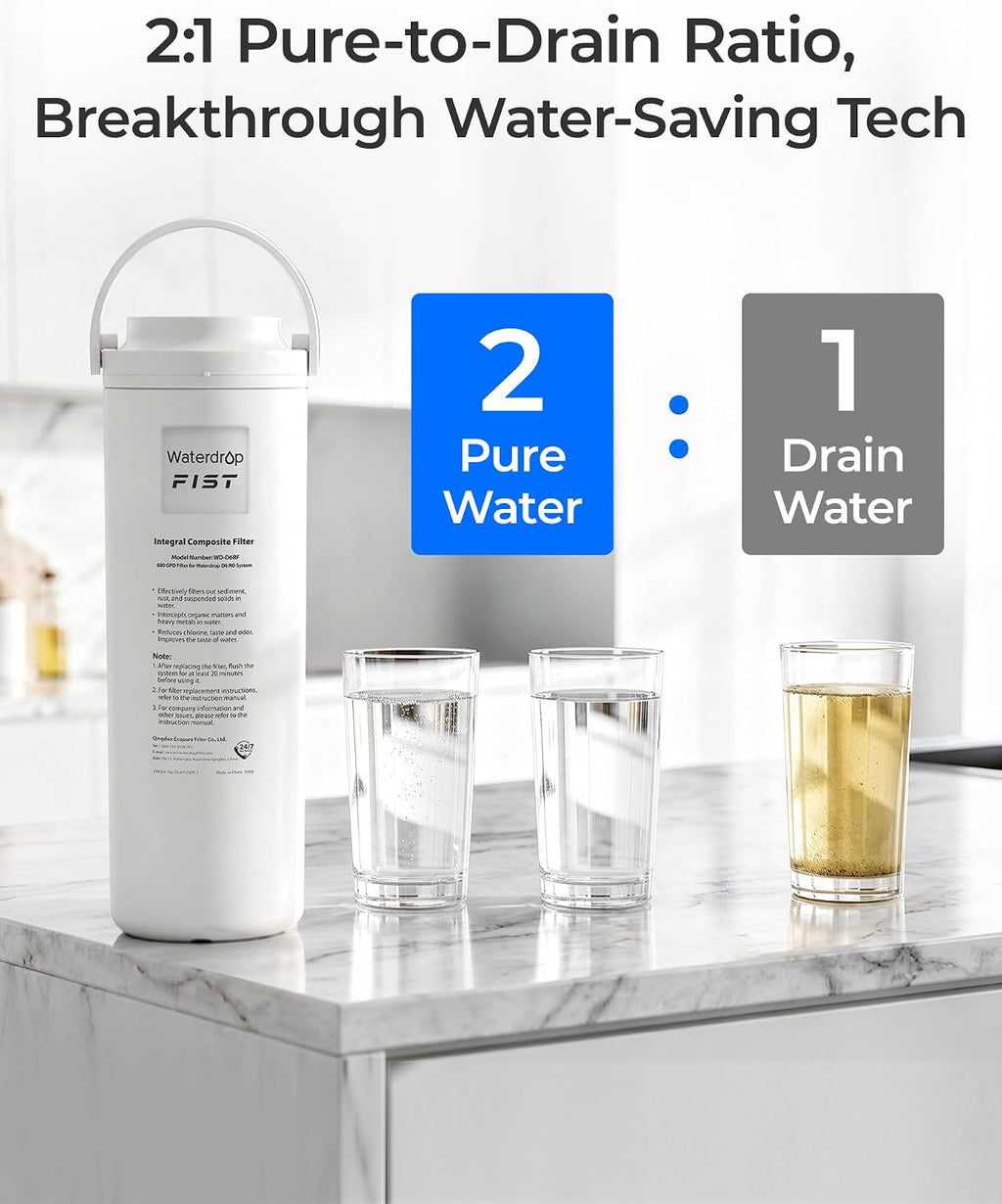 WD-D6RF Filter, Replacement for WD-D6-B Tankless Reverse Osmosis System, 1-Year Lifetime, Reduce PFAS