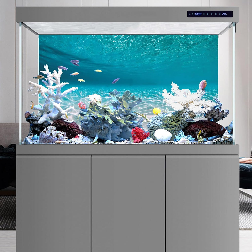 48x24 in Undersea Vinyl Aquarium Backdrop Ocean Floor Fish Tank Background