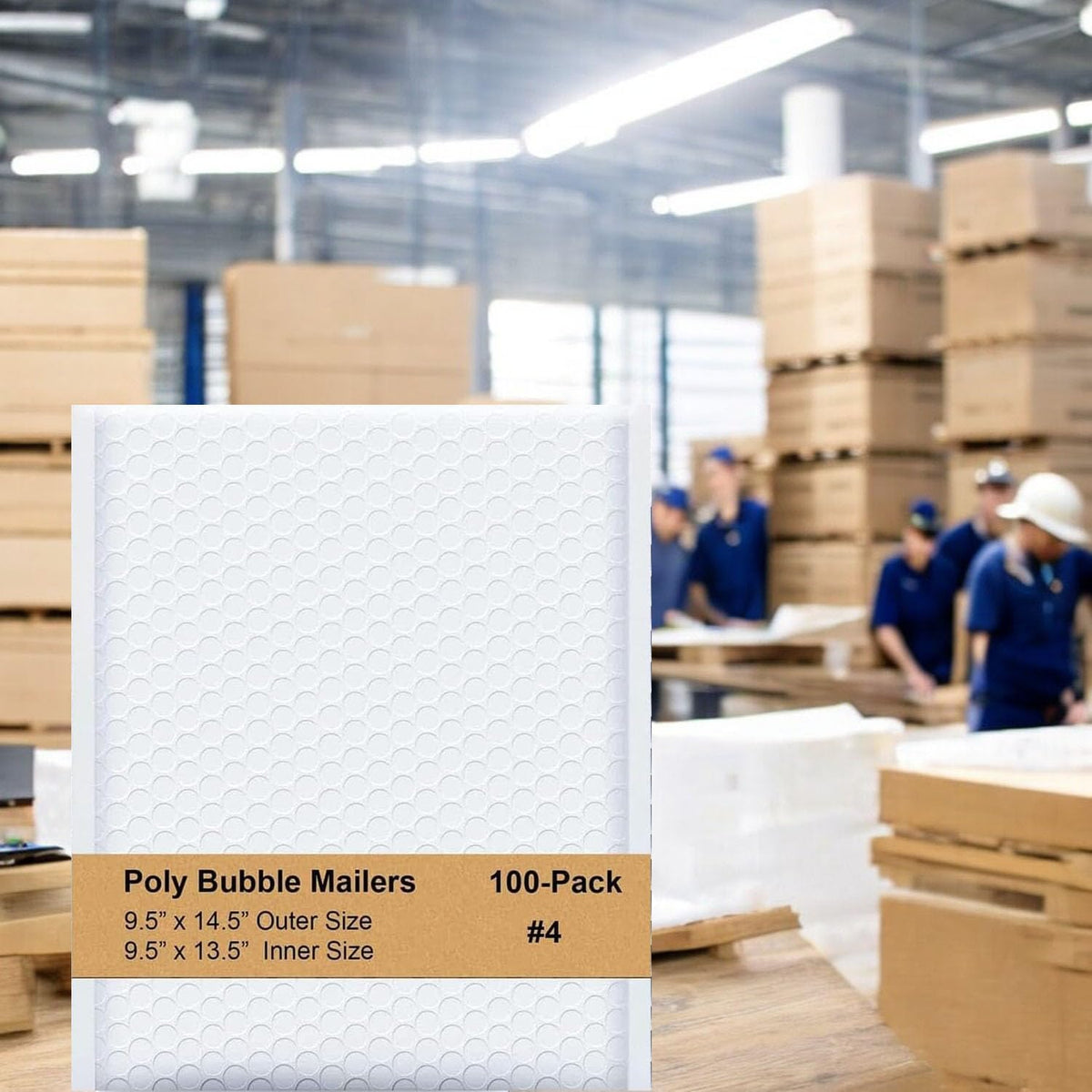 9.5x14.5 Inch White Poly Bubble Mailers #4, 100-Pack Large Padded Envelopes, Self-Seal Polybubble Shipping Bags for