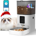 Automatic Cat Feeder, 4L WiFi Food Dispenser with 10s Voice Recorder, Pet Feeder up to 10 Meals per Day, Timed Cat