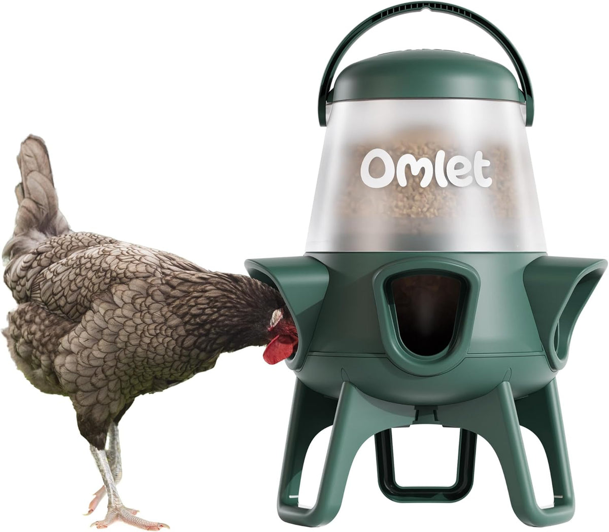 No Waste Chicken Feeder for Coop | 12lb Anti-Spill Poultry Feeder with 5 Feeding Ports | Feeds 6 Hens for 7 Days |