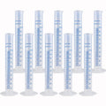 10Pack 100ml Plastic Graduated Cylinder, 2-Sided Marking Lab Cylinders